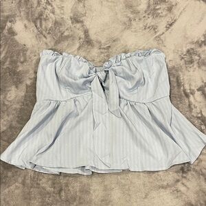 Light Blue Off-Shoulder Crop Top